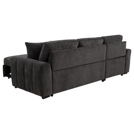Pastrana Sleeper Sectional Sofa with Left-Facing Chaise - Charcoal Grey Fabric, Track Arms – view 11