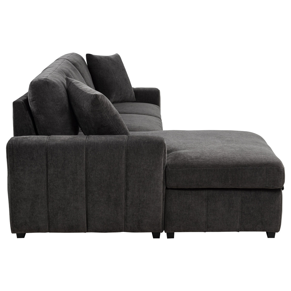 Pastrana Sleeper Sectional Sofa with Left-Facing Chaise - Charcoal Grey Fabric, Track Arms – view 12