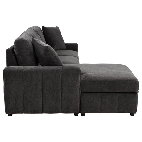 Pastrana Sleeper Sectional Sofa with Left-Facing Chaise - Charcoal Grey Fabric, Track Arms – view 12