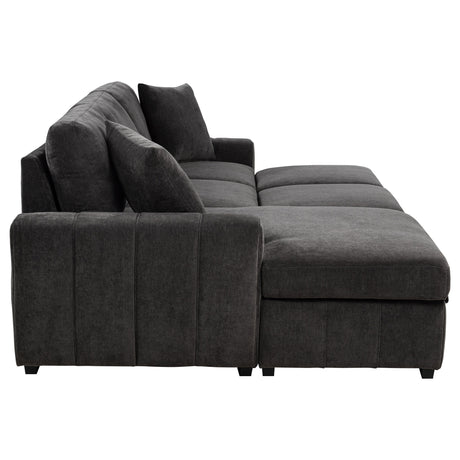 Pastrana Sleeper Sectional Sofa with Left-Facing Chaise - Charcoal Grey Fabric, Track Arms – view 13
