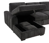 Pastrana Sleeper Sectional Sofa with Left-Facing Chaise - Charcoal Grey Fabric, Track Arms – view 14