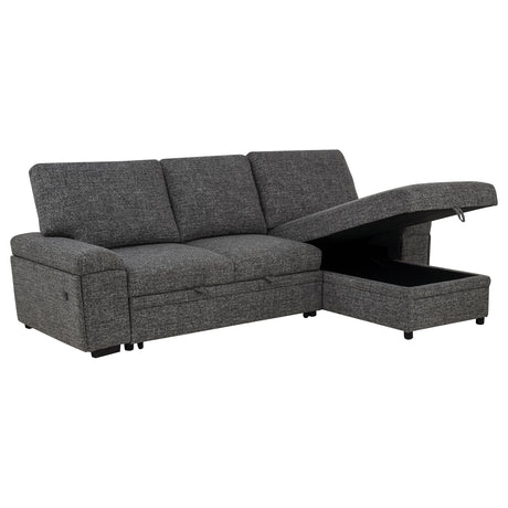 Demko Sleeper Sectional Sofa with Storage Chaise - Bluetooth Speakers, USB Charging & Cupholders in Granite – view 2