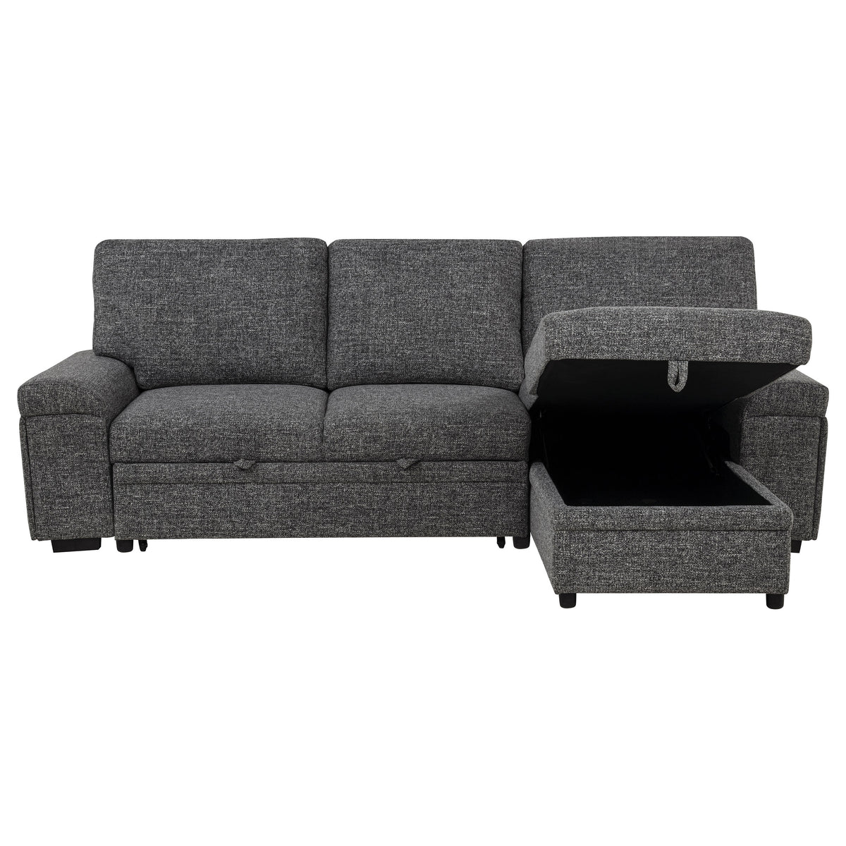 Demko Sleeper Sectional Sofa with Storage Chaise - Bluetooth Speakers, USB Charging & Cupholders in Granite – view 6