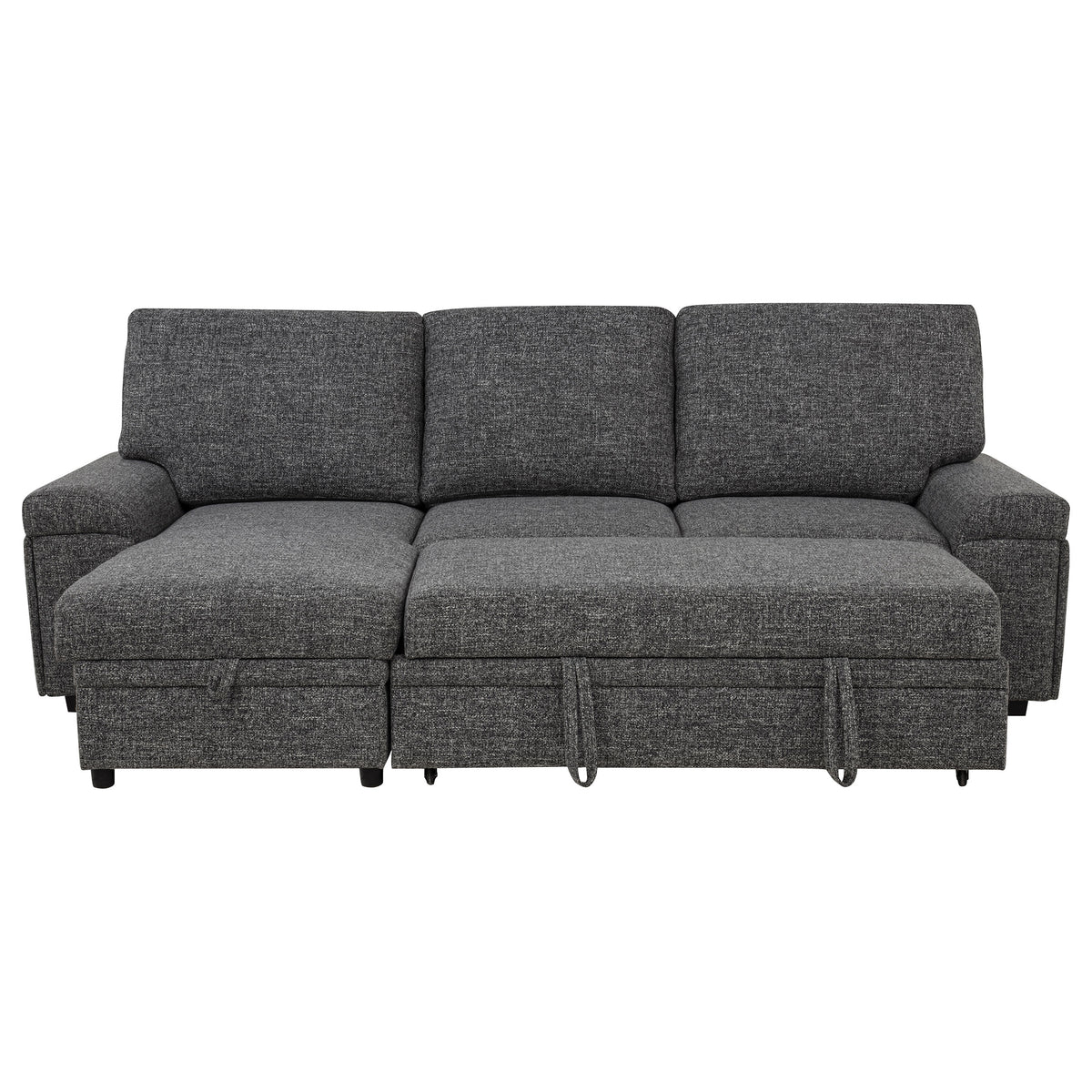 Demko Sleeper Sectional Sofa with Storage Chaise - Bluetooth Speakers, USB Charging & Cupholders in Granite – view 9