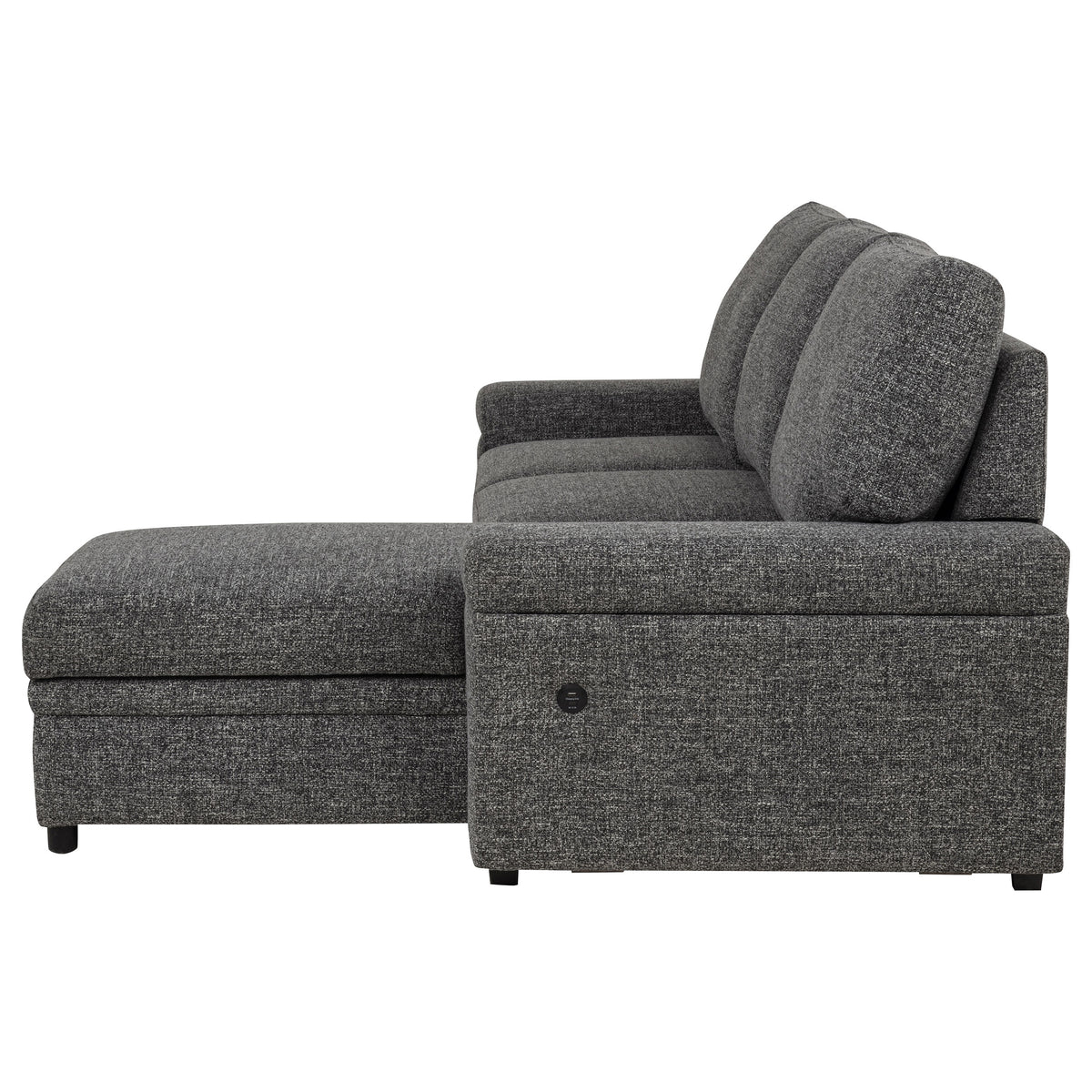 Demko Sleeper Sectional Sofa with Storage Chaise - Bluetooth Speakers, USB Charging & Cupholders in Granite – view 10