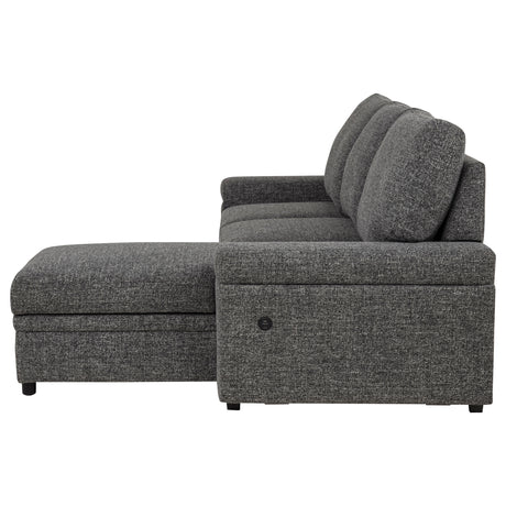 Demko Sleeper Sectional Sofa with Storage Chaise - Bluetooth Speakers, USB Charging & Cupholders in Granite – view 10
