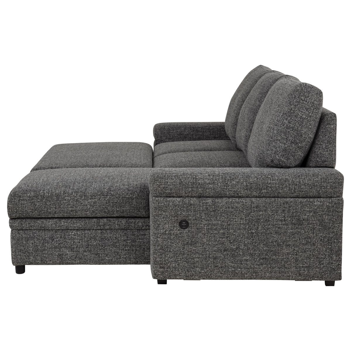 Demko Sleeper Sectional Sofa with Storage Chaise - Bluetooth Speakers, USB Charging & Cupholders in Granite – view 11