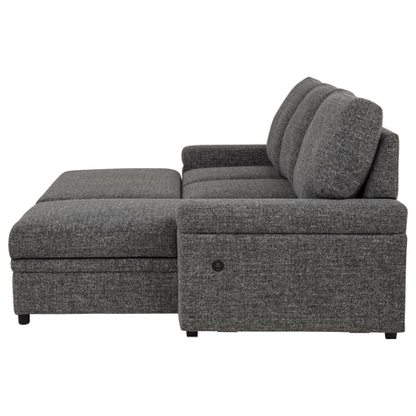 Demko Sleeper Sectional Sofa with Storage Chaise - Bluetooth Speakers, USB Charging & Cupholders in Granite – view 11