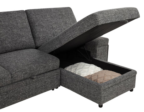 Demko Sleeper Sectional Sofa with Storage Chaise - Bluetooth Speakers, USB Charging & Cupholders in Granite – view 13