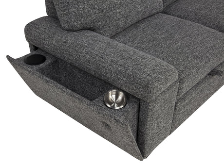 Demko Sleeper Sectional Sofa with Storage Chaise - Bluetooth Speakers, USB Charging & Cupholders in Granite – view 14