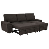 Demko Sleeper Sectional with Storage Chaise - Brown Fabric with Bluetooth Speakers, USB & Cup Holders – view 3