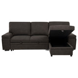Demko Sleeper Sectional with Storage Chaise - Brown Fabric with Bluetooth Speakers, USB & Cup Holders – view 6