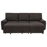 Demko Sleeper Sectional with Storage Chaise - Brown Fabric with Bluetooth Speakers, USB & Cup Holders – view 7