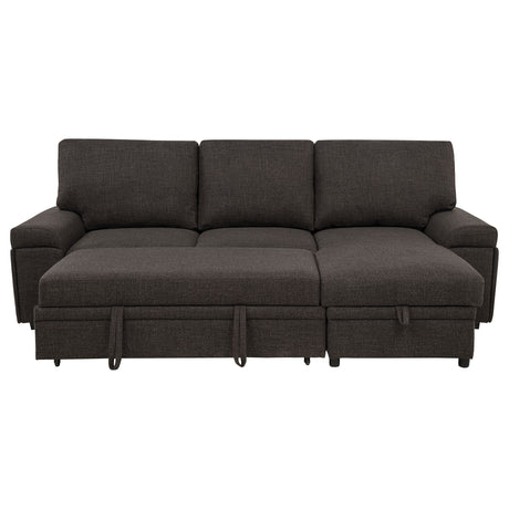 Demko Sleeper Sectional with Storage Chaise - Brown Fabric with Bluetooth Speakers, USB & Cup Holders – view 7