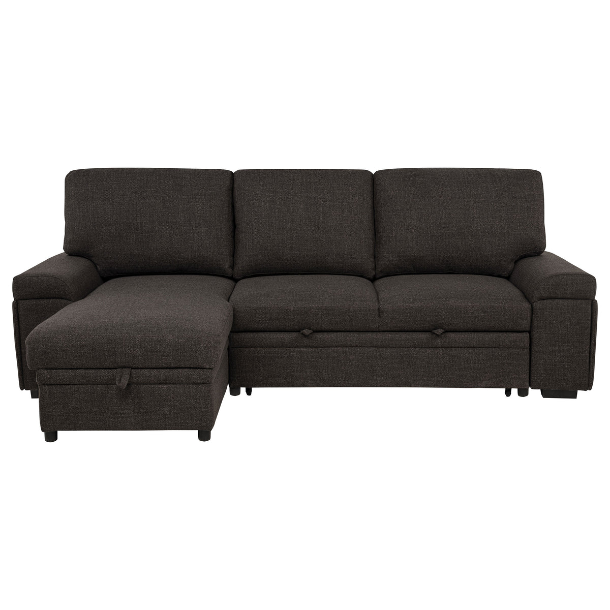 Demko Sleeper Sectional with Storage Chaise - Brown Fabric with Bluetooth Speakers, USB & Cup Holders – view 8