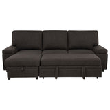 Demko Sleeper Sectional with Storage Chaise - Brown Fabric with Bluetooth Speakers, USB & Cup Holders – view 9