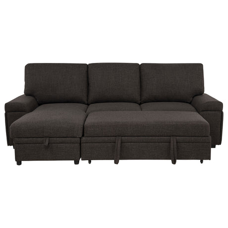 Demko Sleeper Sectional with Storage Chaise - Brown Fabric with Bluetooth Speakers, USB & Cup Holders – view 9