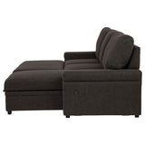 Demko Sleeper Sectional with Storage Chaise - Brown Fabric with Bluetooth Speakers, USB & Cup Holders – view 11