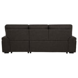 Demko Sleeper Sectional with Storage Chaise - Brown Fabric with Bluetooth Speakers, USB & Cup Holders – view 12