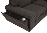 Demko Sleeper Sectional with Storage Chaise - Brown Fabric with Bluetooth Speakers, USB & Cup Holders – view 14