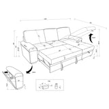 Demko Sleeper Sectional with Storage Chaise - Brown Fabric with Bluetooth Speakers, USB & Cup Holders – view 17