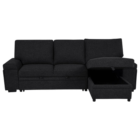 Demko Sleeper Sectional with Storage Chaise - Bluetooth Speakers, USB Charging & Cup Holders in Black Fabric – view 6