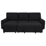 Demko Sleeper Sectional with Storage Chaise - Bluetooth Speakers, USB Charging & Cup Holders in Black Fabric – view 9
