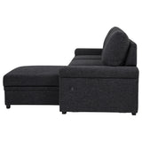 Demko Sleeper Sectional with Storage Chaise - Bluetooth Speakers, USB Charging & Cup Holders in Black Fabric – view 10
