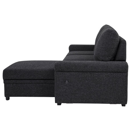 Demko Sleeper Sectional with Storage Chaise - Bluetooth Speakers, USB Charging & Cup Holders in Black Fabric – view 10