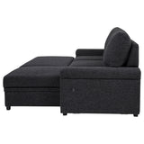 Demko Sleeper Sectional with Storage Chaise - Bluetooth Speakers, USB Charging & Cup Holders in Black Fabric – view 11
