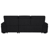 Demko Sleeper Sectional with Storage Chaise - Bluetooth Speakers, USB Charging & Cup Holders in Black Fabric – view 12