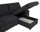 Demko Sleeper Sectional with Storage Chaise - Bluetooth Speakers, USB Charging & Cup Holders in Black Fabric – view 13