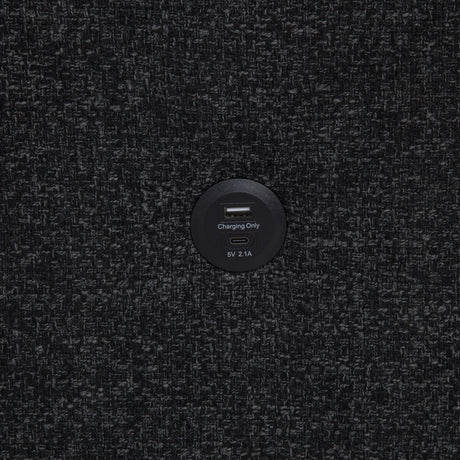 Demko Sleeper Sectional with Storage Chaise - Bluetooth Speakers, USB Charging & Cup Holders in Black Fabric – view 15