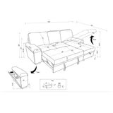 Demko Sleeper Sectional with Storage Chaise - Bluetooth Speakers, USB Charging & Cup Holders in Black Fabric – view 17
