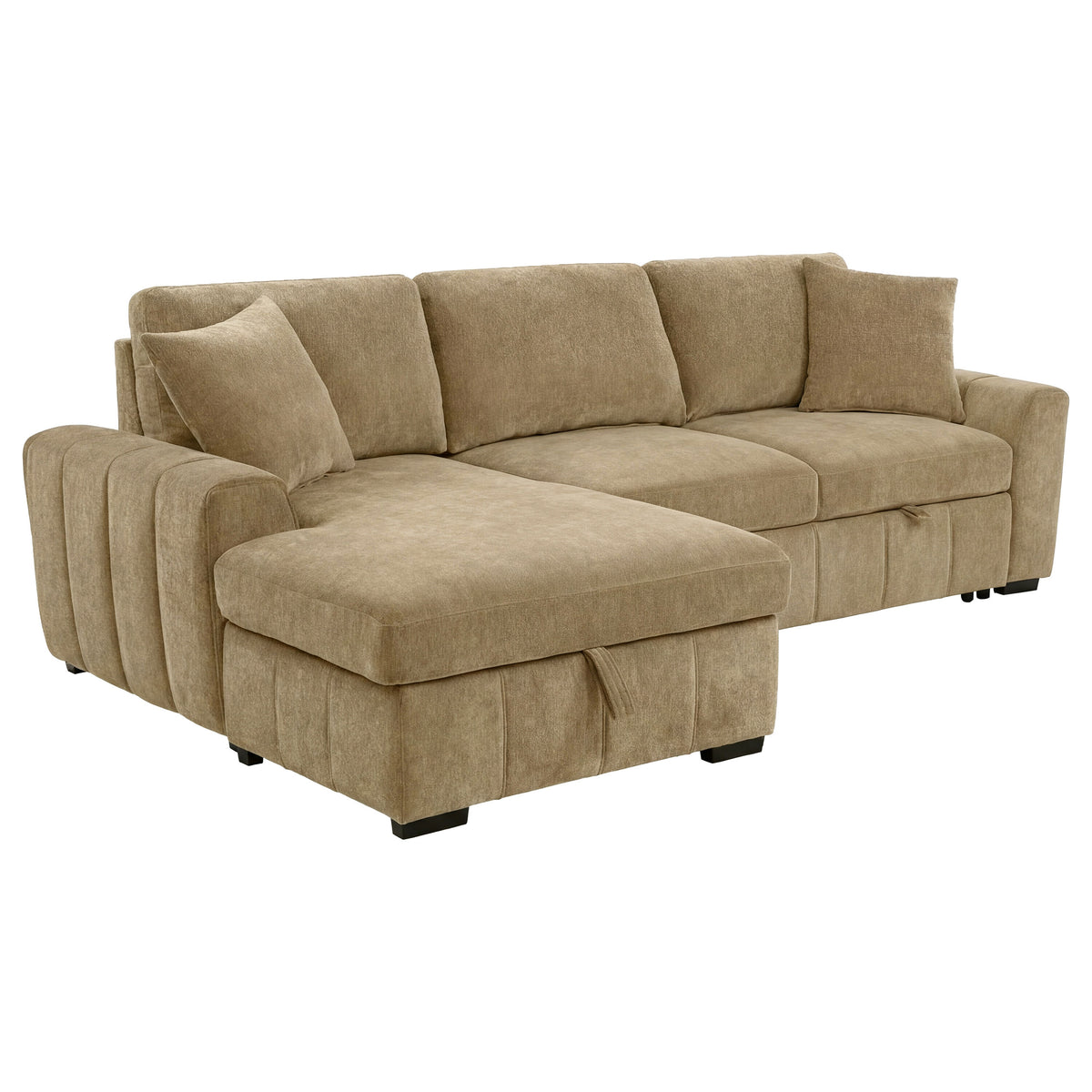Pastrana Sleeper Sectional Sofa with LAF Chaise - Camel Fabric with Wide Track Arms – view 2