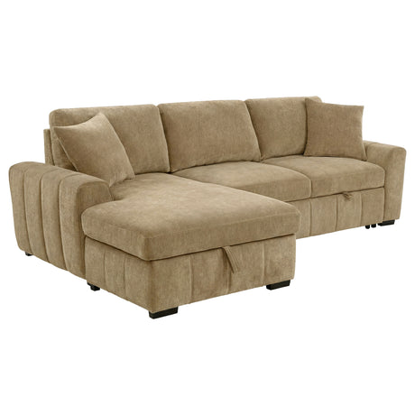 Pastrana Sleeper Sectional Sofa with LAF Chaise - Camel Fabric with Wide Track Arms – view 2