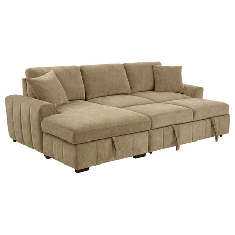 Pastrana Sleeper Sectional Sofa with LAF Chaise - Camel Fabric with Wide Track Arms – view 3