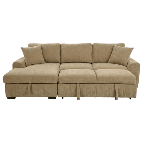 Pastrana Sleeper Sectional Sofa with LAF Chaise - Camel Fabric with Wide Track Arms – view 5