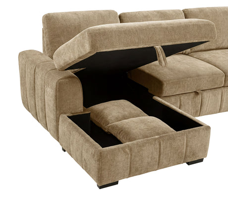 Pastrana Sleeper Sectional Sofa with LAF Chaise - Camel Fabric with Wide Track Arms – view 11