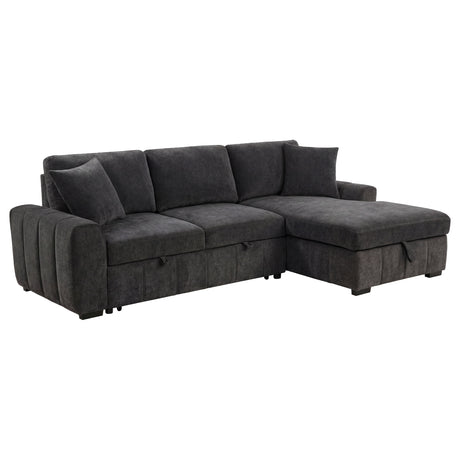 Pastrana Sleeper Sectional Sofa with Right-Facing Chaise - Charcoal Grey Fabric with Track Arms – view 2