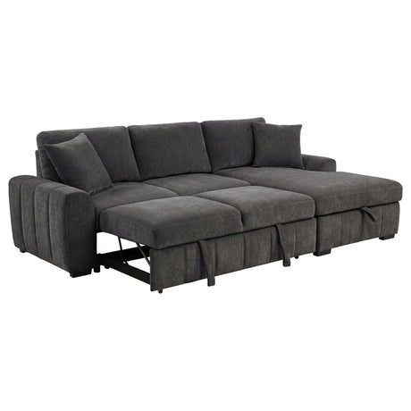 Pastrana Sleeper Sectional Sofa with Right-Facing Chaise - Charcoal Grey Fabric with Track Arms – view 3