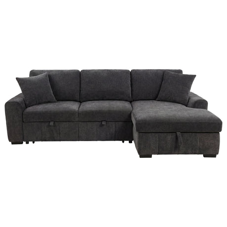 Pastrana Sleeper Sectional Sofa with Right-Facing Chaise - Charcoal Grey Fabric with Track Arms – view 4