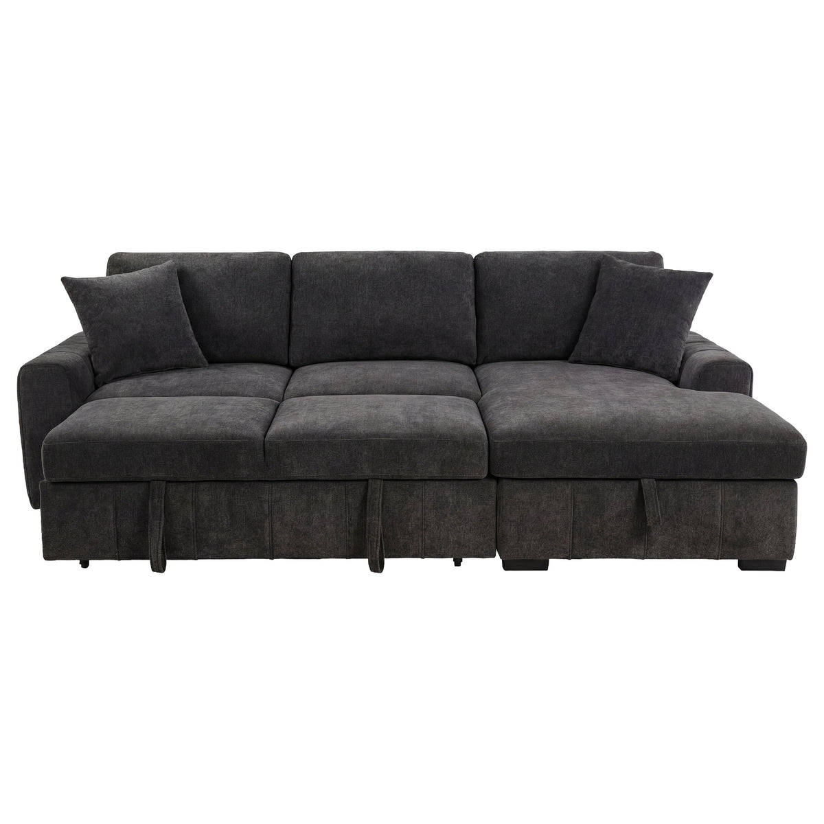 Pastrana Sleeper Sectional Sofa with Right-Facing Chaise - Charcoal Grey Fabric with Track Arms – view 5