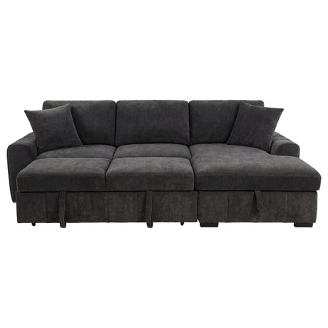 Pastrana Sleeper Sectional Sofa with Right-Facing Chaise - Charcoal Grey Fabric with Track Arms – view 5
