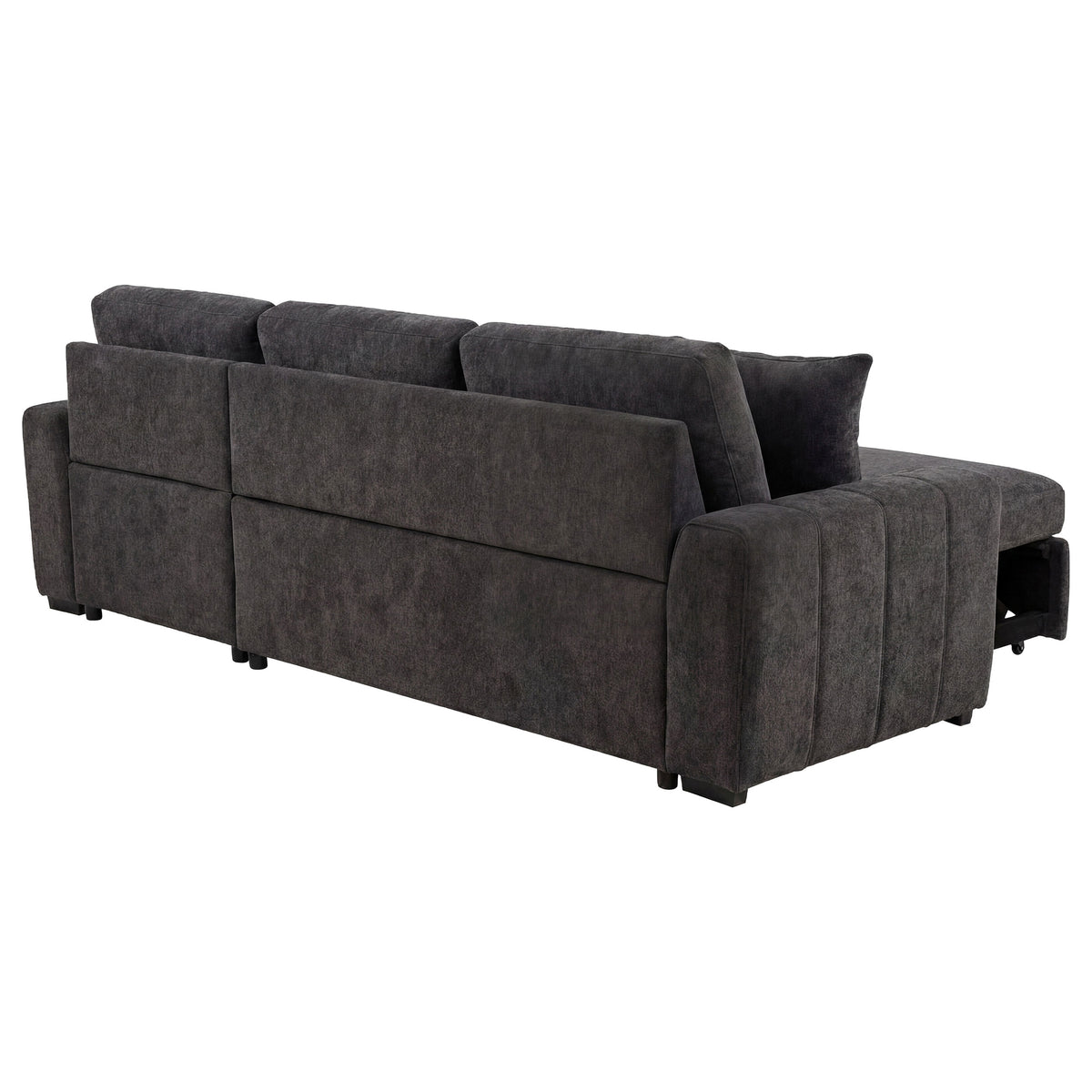 Pastrana Sleeper Sectional Sofa with Right-Facing Chaise - Charcoal Grey Fabric with Track Arms – view 8