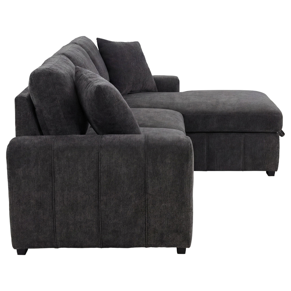 Pastrana Sleeper Sectional Sofa with Right-Facing Chaise - Charcoal Grey Fabric with Track Arms – view 9