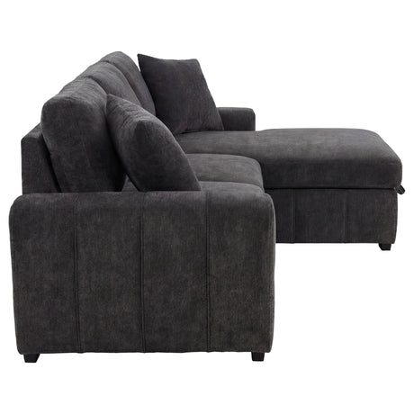 Pastrana Sleeper Sectional Sofa with Right-Facing Chaise - Charcoal Grey Fabric with Track Arms – view 9