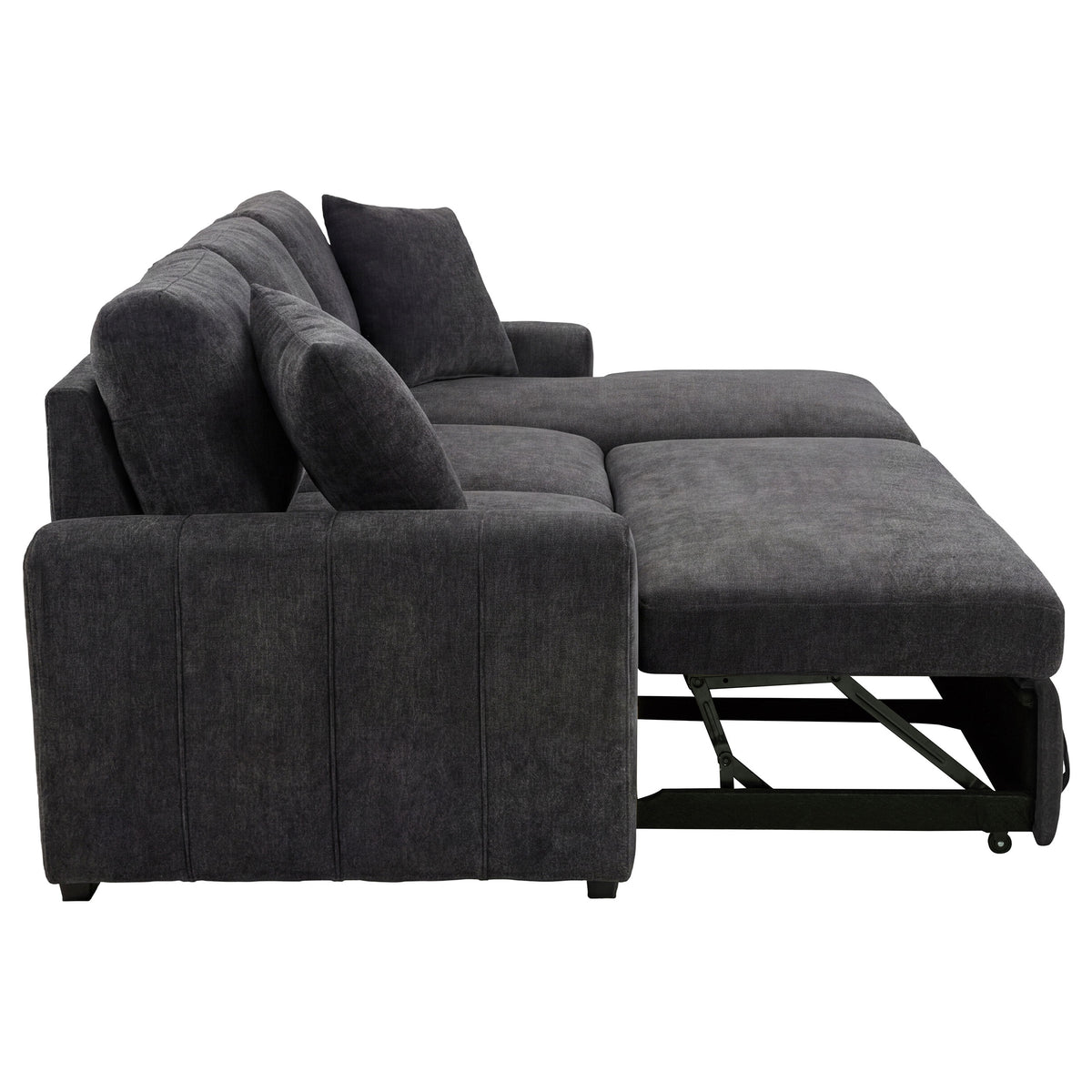 Pastrana Sleeper Sectional Sofa with Right-Facing Chaise - Charcoal Grey Fabric with Track Arms – view 10