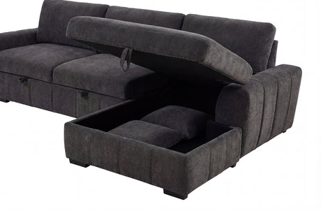 Pastrana Sleeper Sectional Sofa with Right-Facing Chaise - Charcoal Grey Fabric with Track Arms – view 11