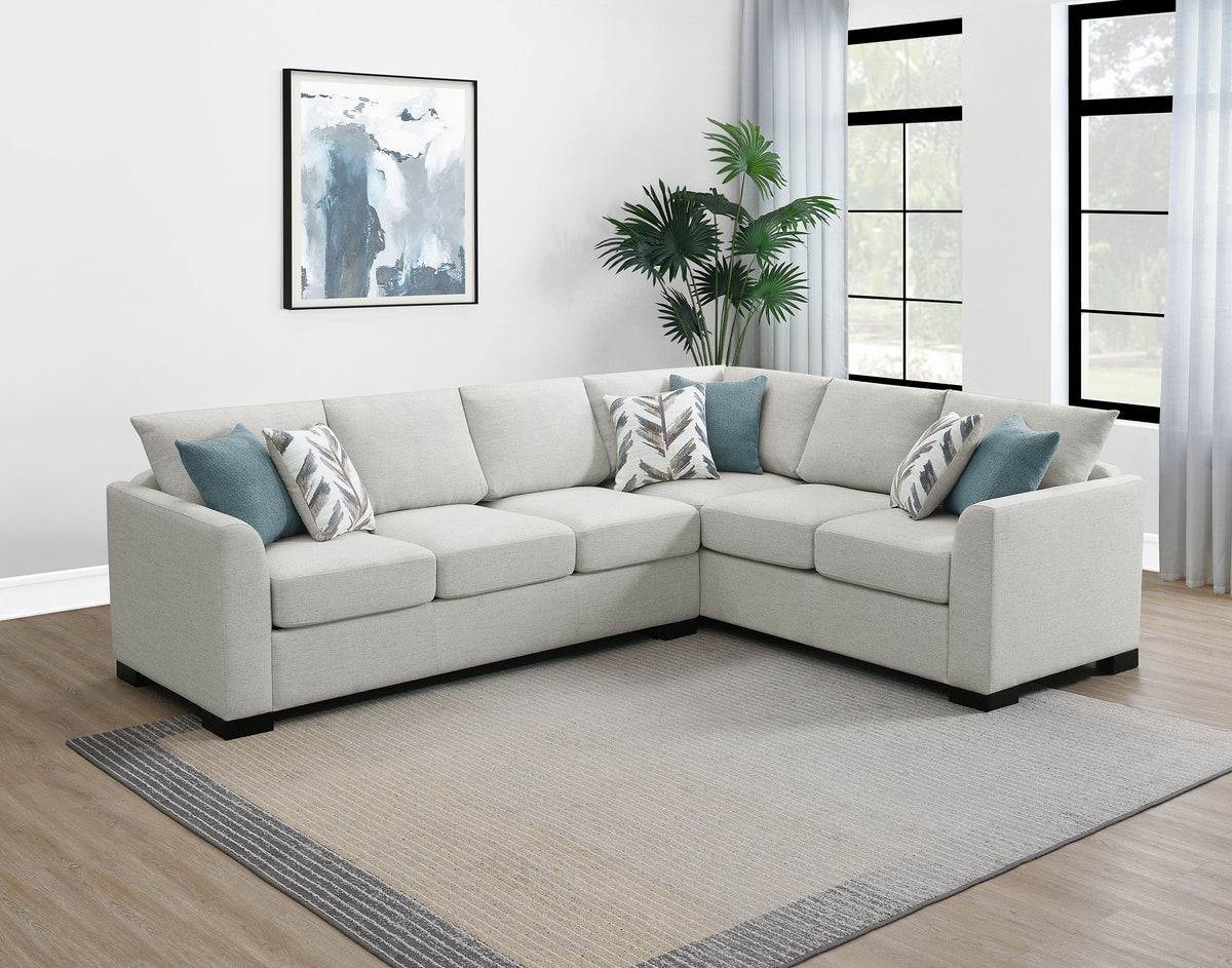 Ashford Sleeper Sectional Sofa - Greige Chenille with Pull-Out Memory Foam Bed & 6 Accent Pillows – view 4
